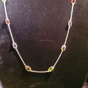 0196. NWOTs~ 😍 Sterling Silver Necklace with Lab Gem 💎 Stones~ Stunning 😍